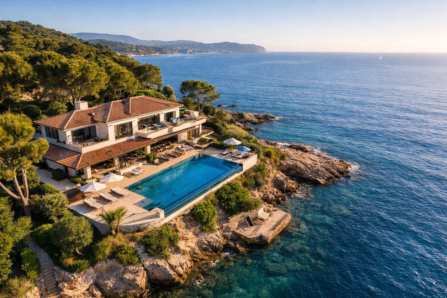 Vue aérienne d'une villa de la Collection sur le littoral varois
